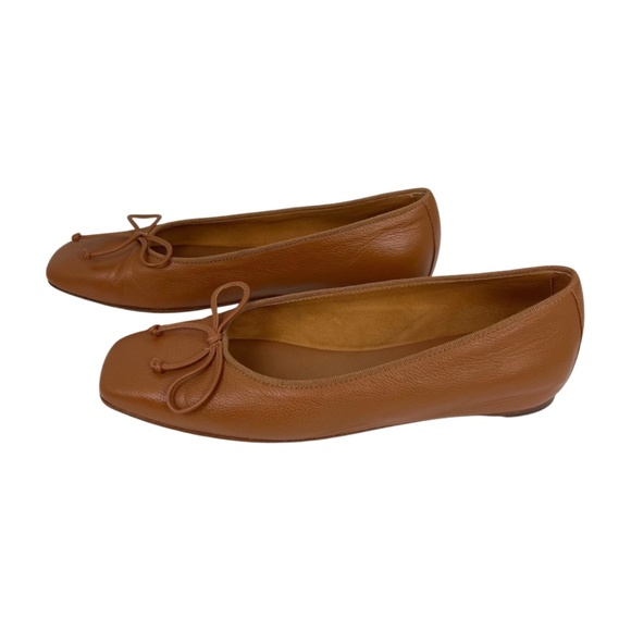M. Gemi Danza Brown Tan Leather Square Toe Ballet Flat Handmade in Italy Size 38 - Picture 6 of 10